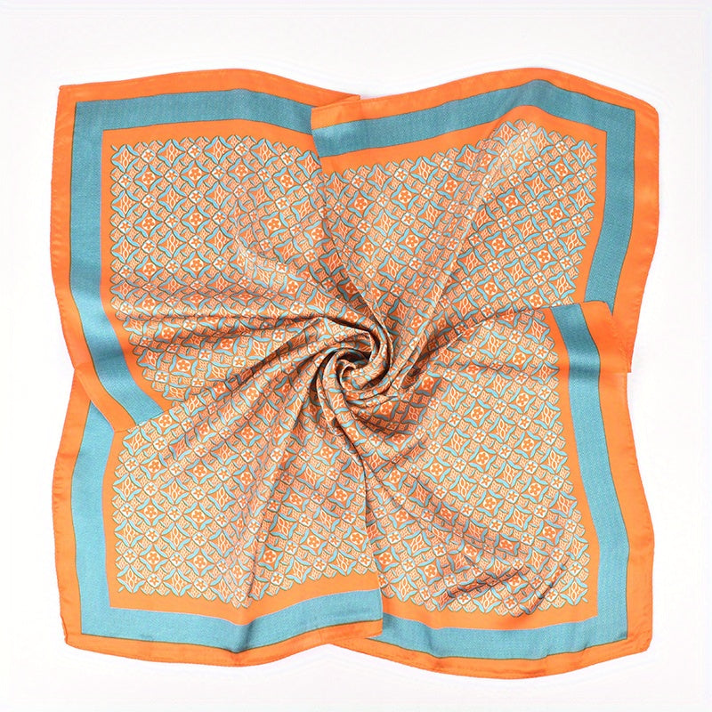 Geometric Floral Bandana Silk Scarf Solid Satin Shawl Neckerchief