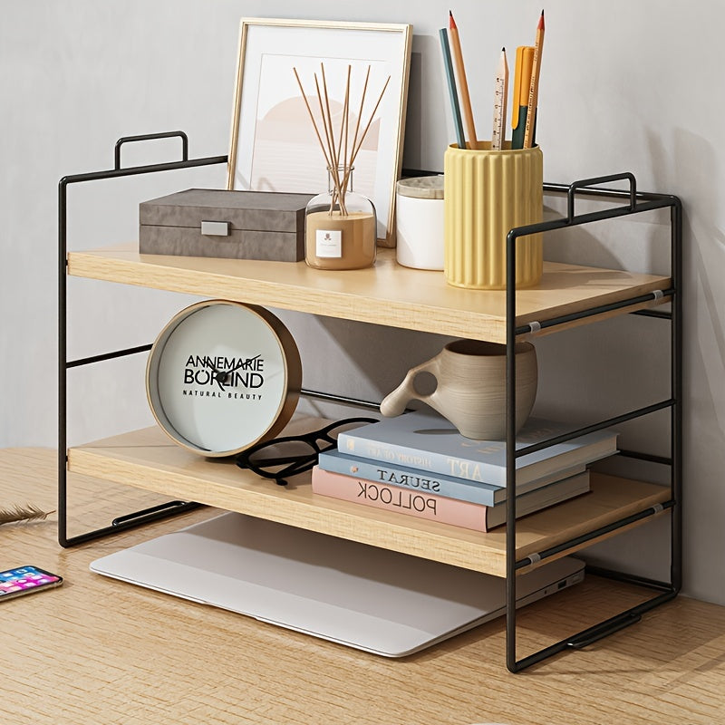 Desktop Rack Desk Storage Double Layer Shelf Office Dormitory Cosmetic Finishing