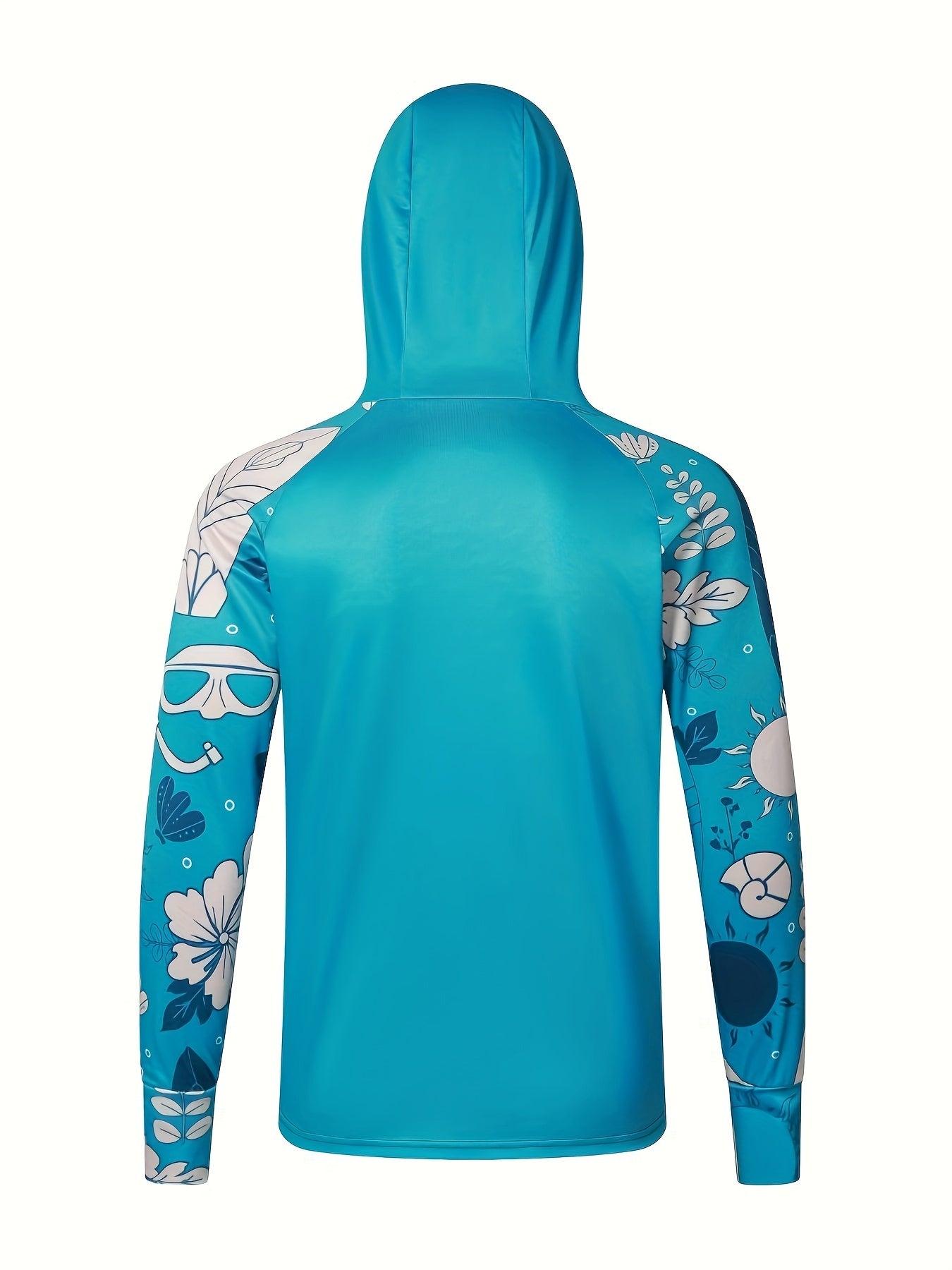 Men's Raglan Sleeve Fish Pattern Jacket Anti UV Sun Protection Fishing Hoodie