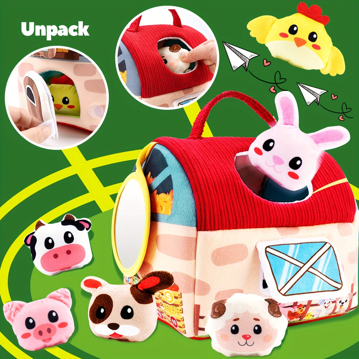 Interactive Surprise Barn Toy with Stuffed Farm Animals & Sensory Balls