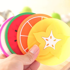 7pcs Silicone Fruit Coasters for Kitchen Patio Bar Heat Insulation Drink Cup Mat