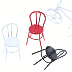 Mini Metal Backrest Stool Dollhouse Decor Gift