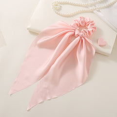 Red Satin Hair Ribbon Scrunchy Bow Scarf Elastic Hair Ties Bands