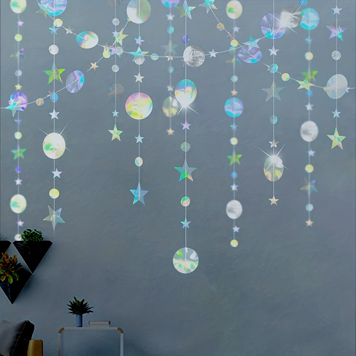 4m Holographic Star & Moon Garland Party Decoration Supplies