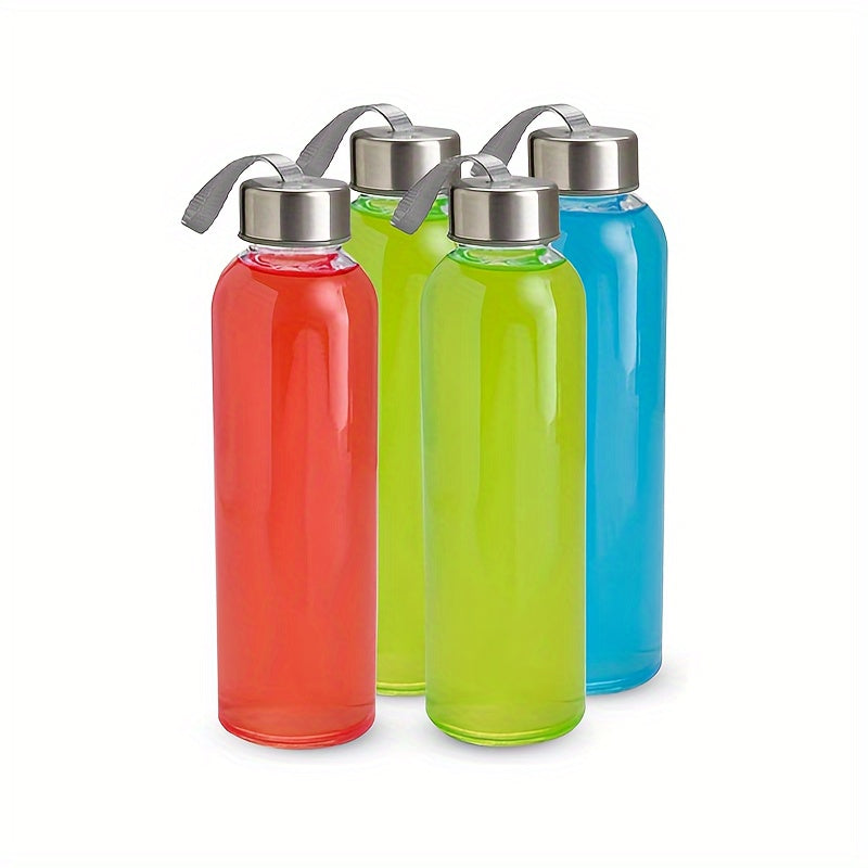 2pcs 16Oz Clear Glass Water Bottles With Rope Leakproof Glass Juice Bottle