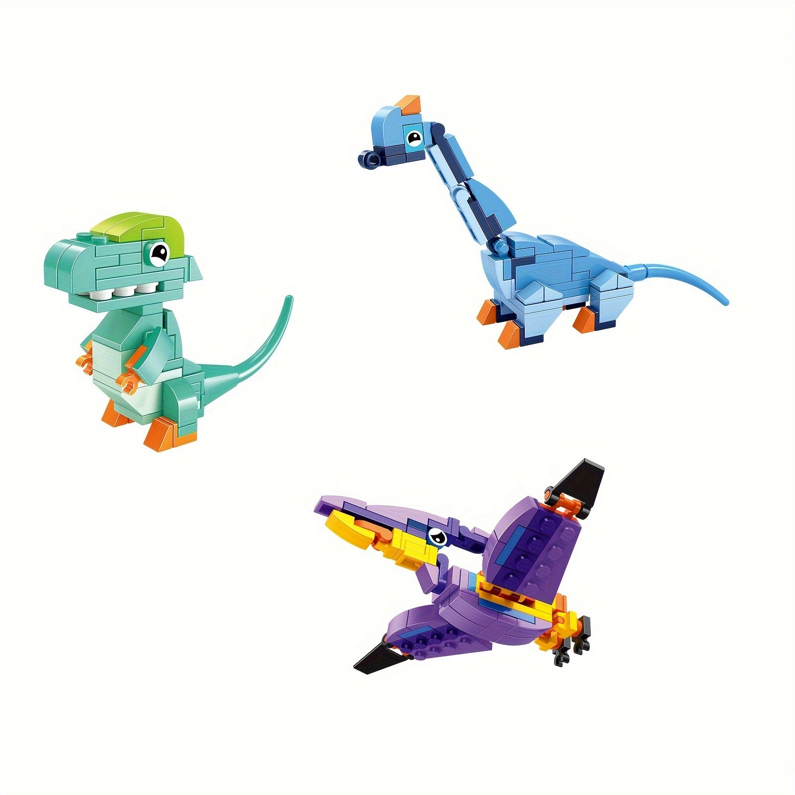 6pcs Dino Blocks 407pcs Triceratops Toy Bricks Set Cartoon Animal Model Assembly