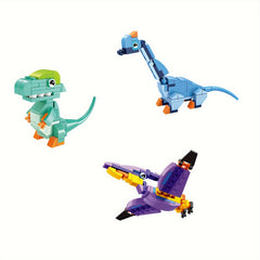 6pcs Dino Blocks 407pcs Triceratops Toy Bricks Set Cartoon Animal Model Assembly
