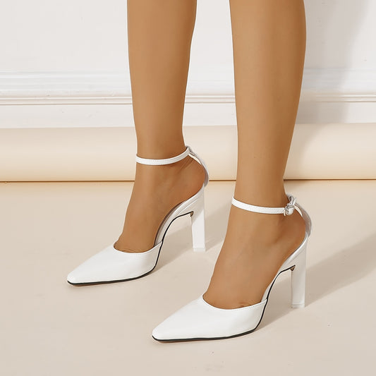 Women's Pointed Toe High Heels Pumps With Ankle Strap - Wedding & Dress Shoes