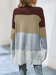 Striped Block Cardigans V Neck Loose