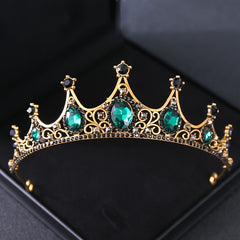 Green Crystal Crowns Rhinestone Bridal Wedding Hair Accessory