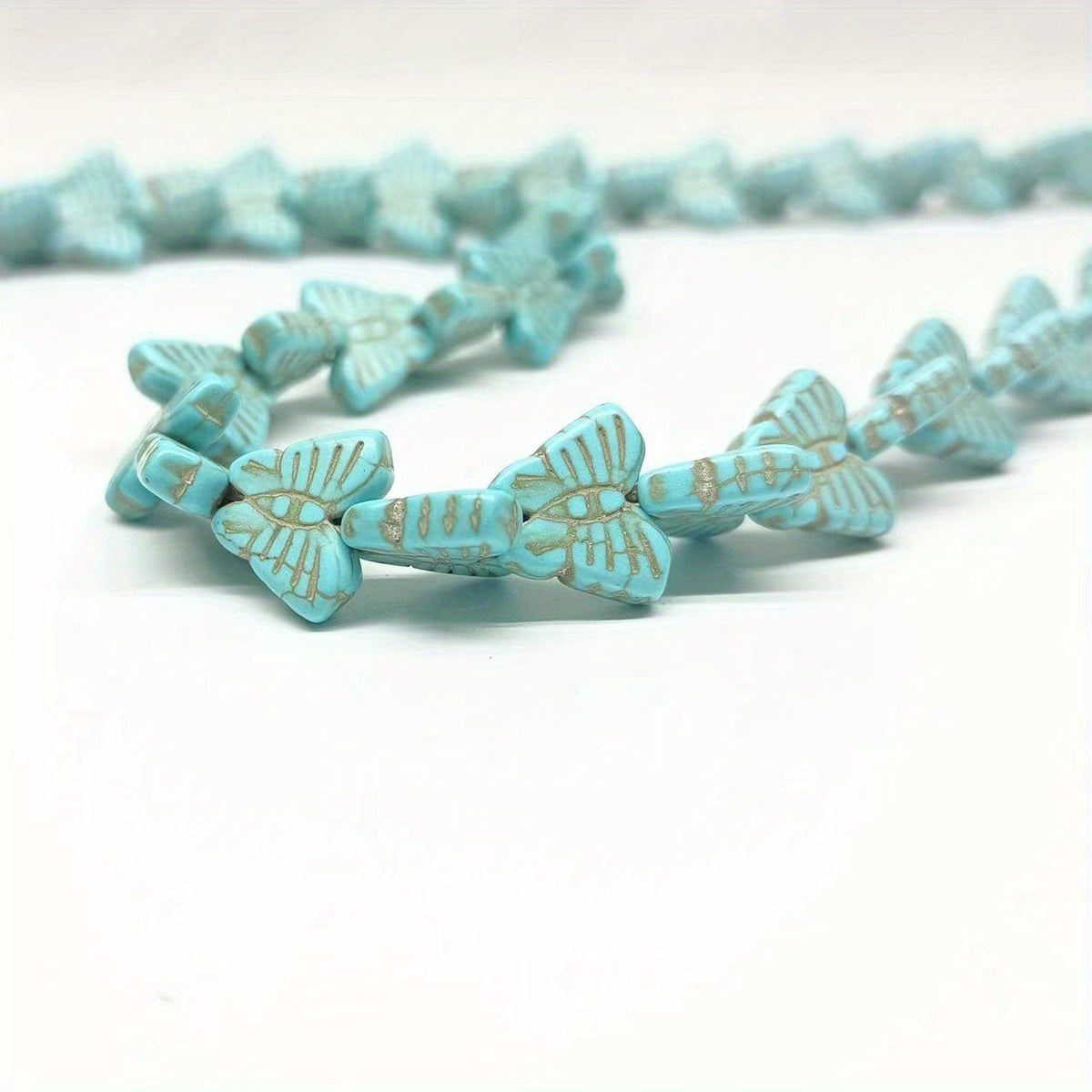 38pcs 14 12mm Butterfly Turquoise Stone Beads Jewelry Making
