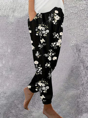 Women's Plus Ditsy Floral Print High Rise Jogger Trousers