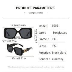 Large Frame Rectangular Sunglasses Vintage Stylish Sun Shade Eyeglasses