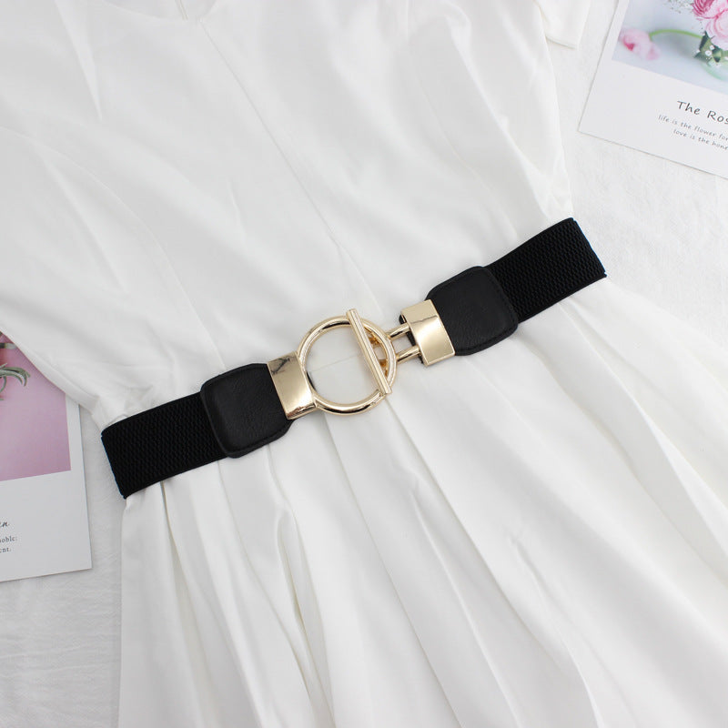 Ring Buckle Elastic Waistband