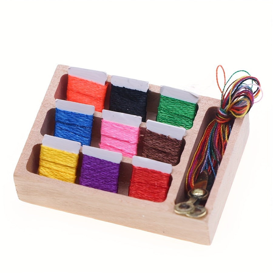 Mini Dollhouse Sewing Box Model Ornament Home Scene Prop Collectible Gift