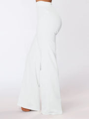  High Rise Flared Leg Pants Solid Medium Stretch Casual Pants
