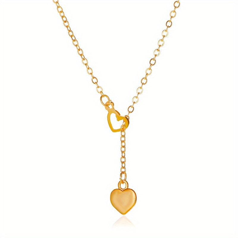 Personality Love Pendant Necklace Y Shaped 14K Plated Jewelry Gift