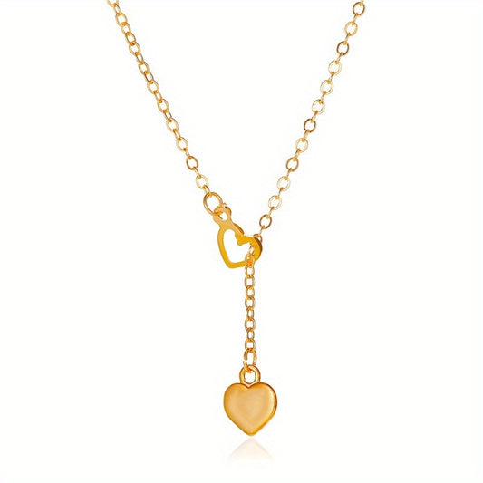 Personality Love Pendant Necklace Y Shaped 14K Plated Jewelry Gift