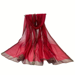 Silk Block Scarf Causal Shawl Thin Breathable Windproof Head Wrap