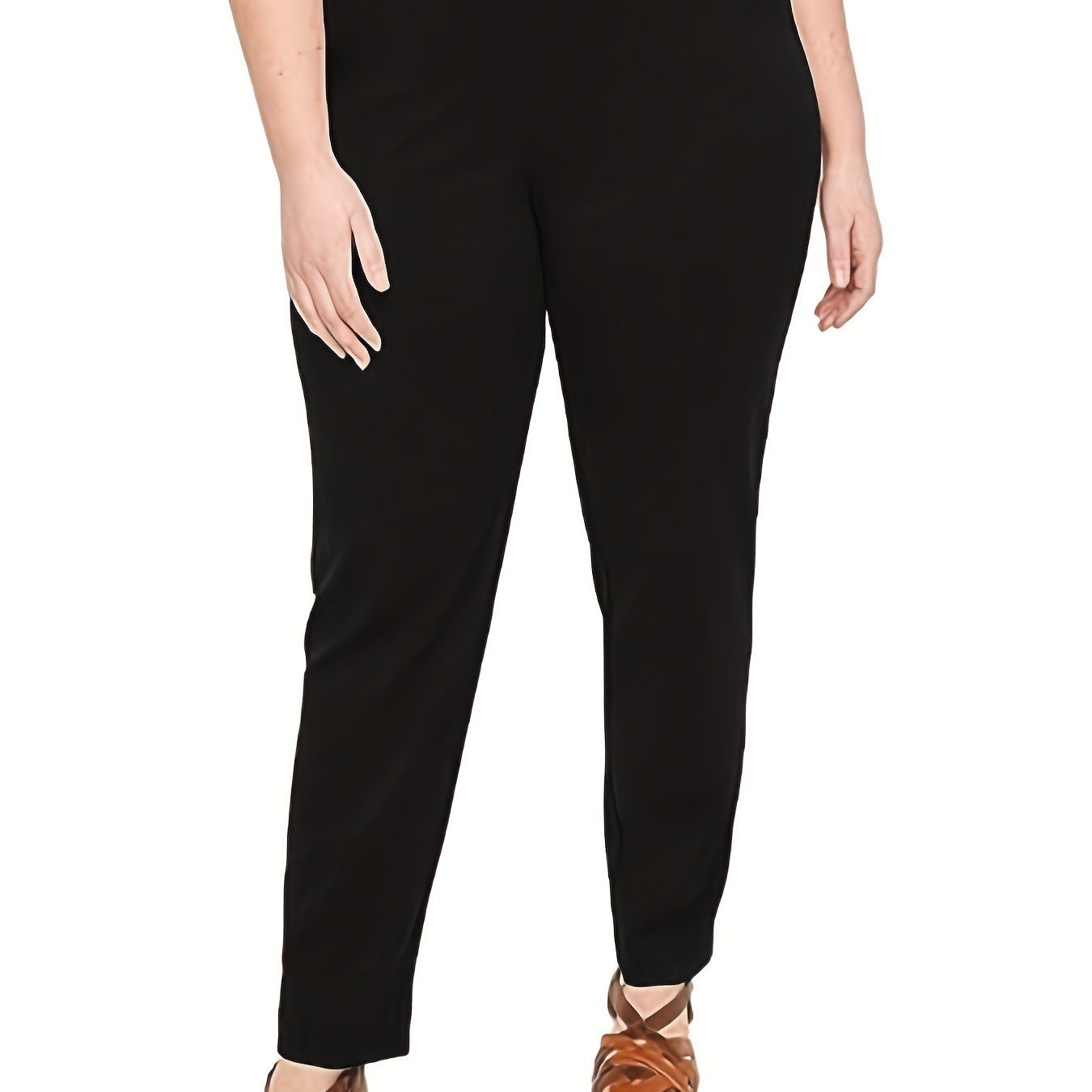  High Rise Stretch Tapered Leg Trousers