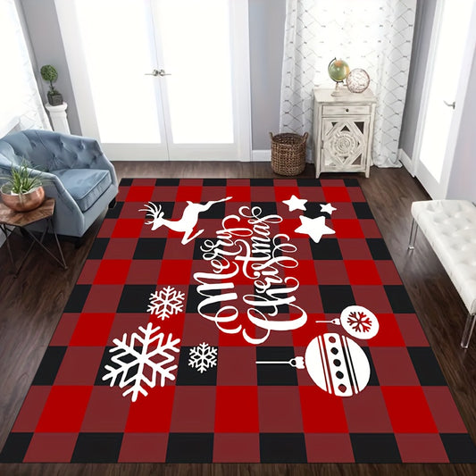 Christmas Elk Carpet Floor Mat Soft Non Slip Area Rugs Snowflake