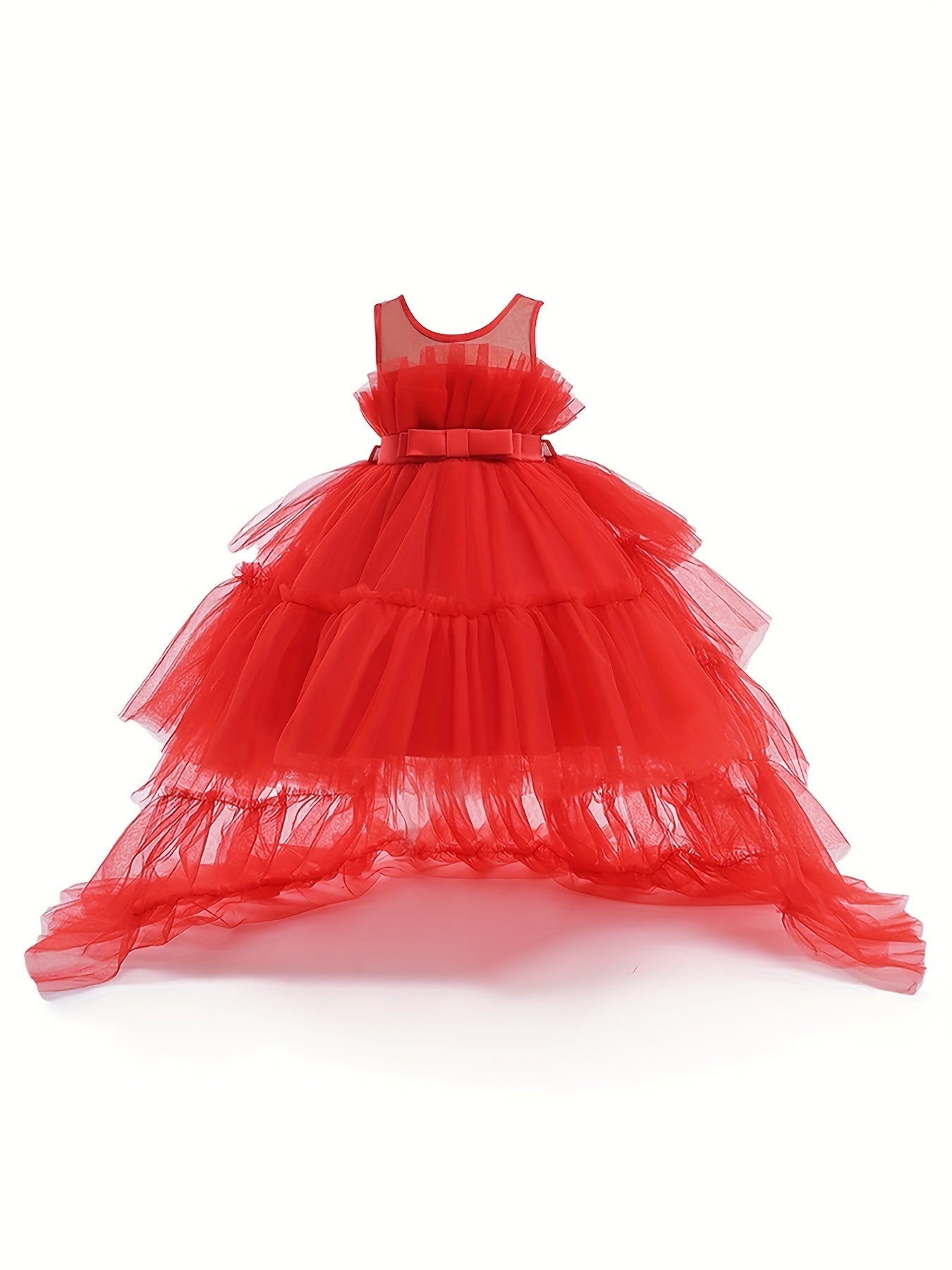 Flower Girl Tutu Gown Extra Long Tail Puffy Princess Dress