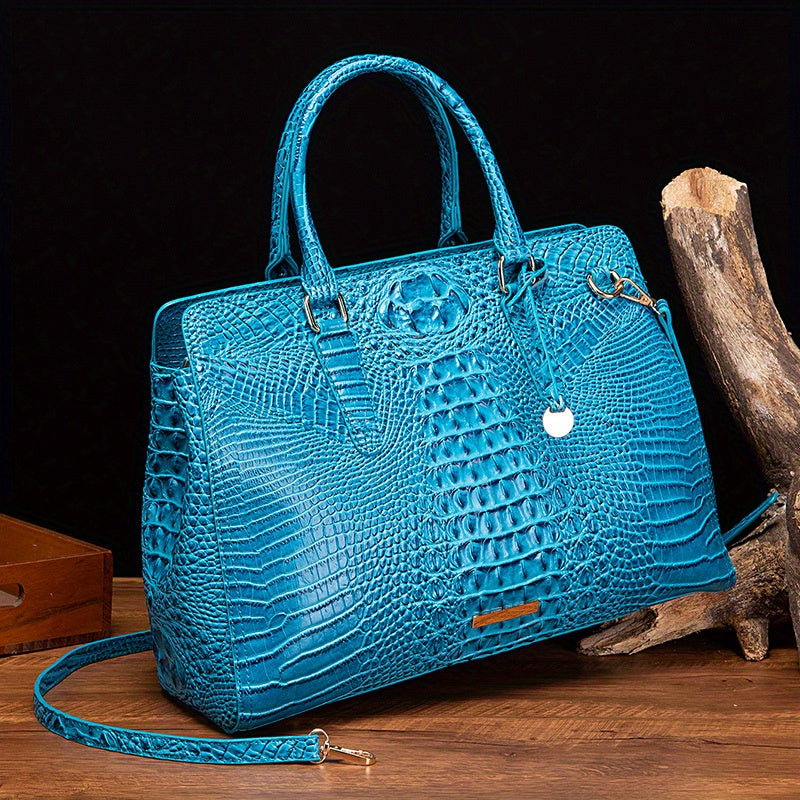 Crocodile Embossed Crossbody Handbag