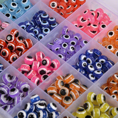 50-100pcs Evil Eye Beads Oval Spacer Resin DIY Charms for Jewelry Making