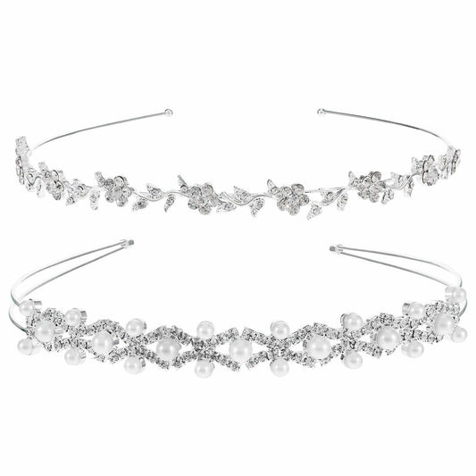 Crystal Flower Leaves Headband Tiara for Wedding