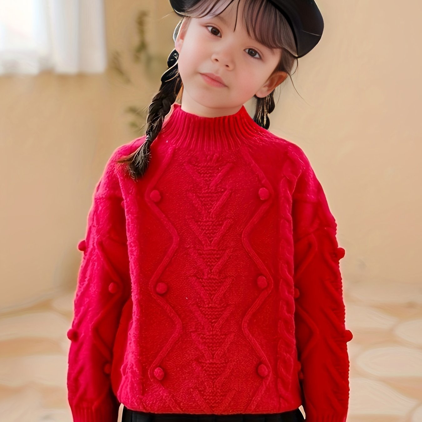 Girls Thick Long Sleeve Sweater Tops For Party Christmas