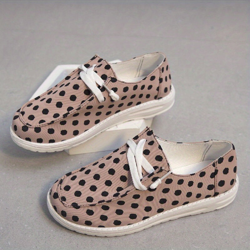 Women's Polka Dot Canvas Shoes Lace Up Lightweight Low Top Shoes