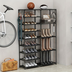 9 Tier Tall Shoe Rack Vertical Standing Shoe Rack Heavy Duty Boot Rack