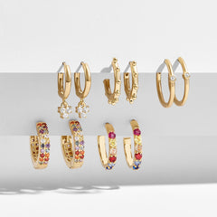 5 Pairs Geometric Stud Earrings Set