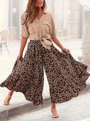  Boho Pants Women's Plus Allover Print High Rise Wide Leg Trousers
