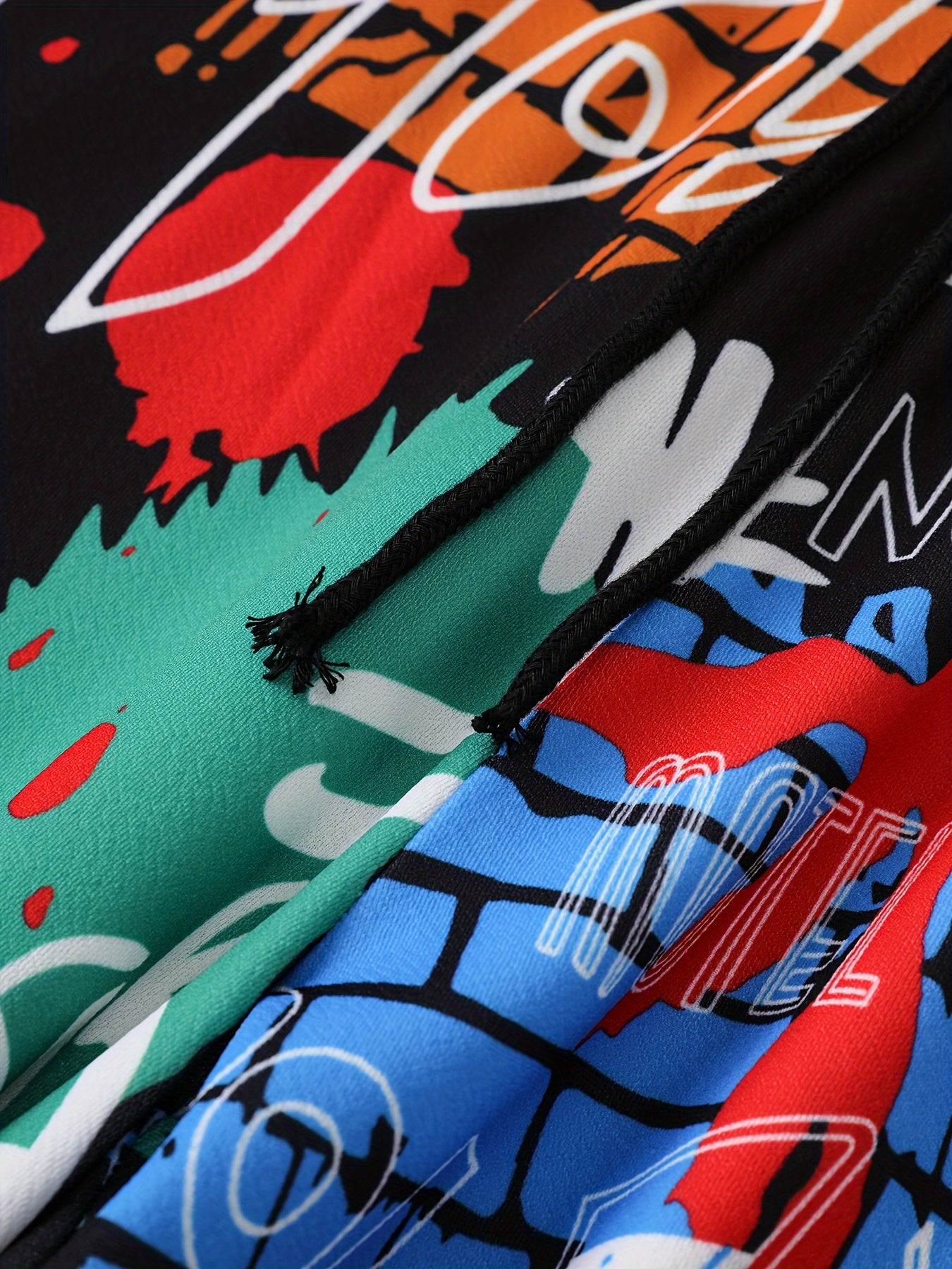  Pop Art Print Joggers Elastic Waist Medium Stretch