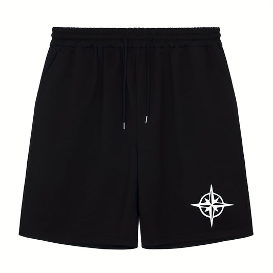 Men's Star Print Workout Shorts Active Stretch Breathable Drawstring