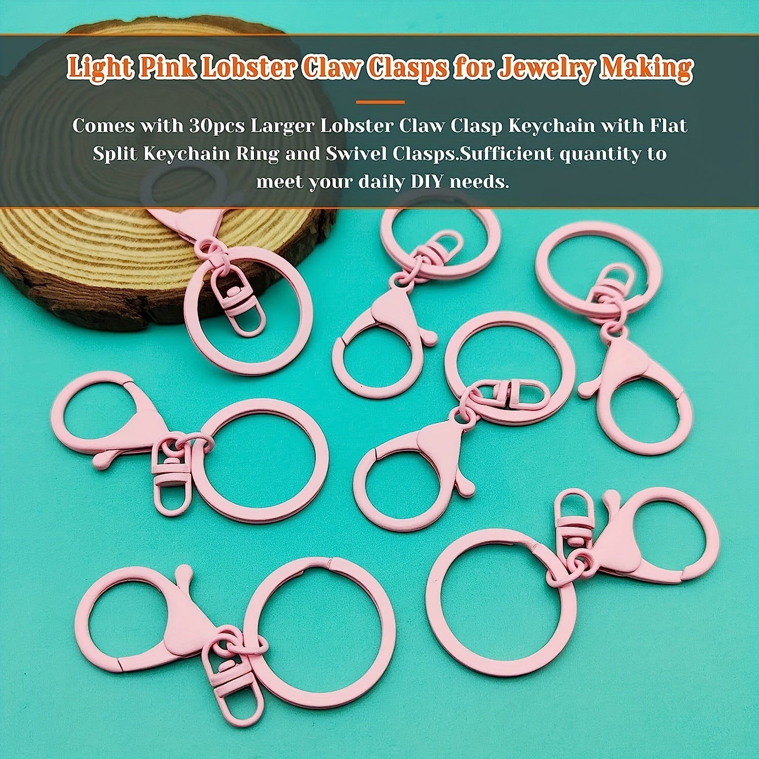 30Pcs Metal Lobster Clasp Keychain Rings DIY Jewelry Making
