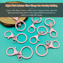 30Pcs Metal Lobster Clasp Keychain Rings DIY Jewelry Making