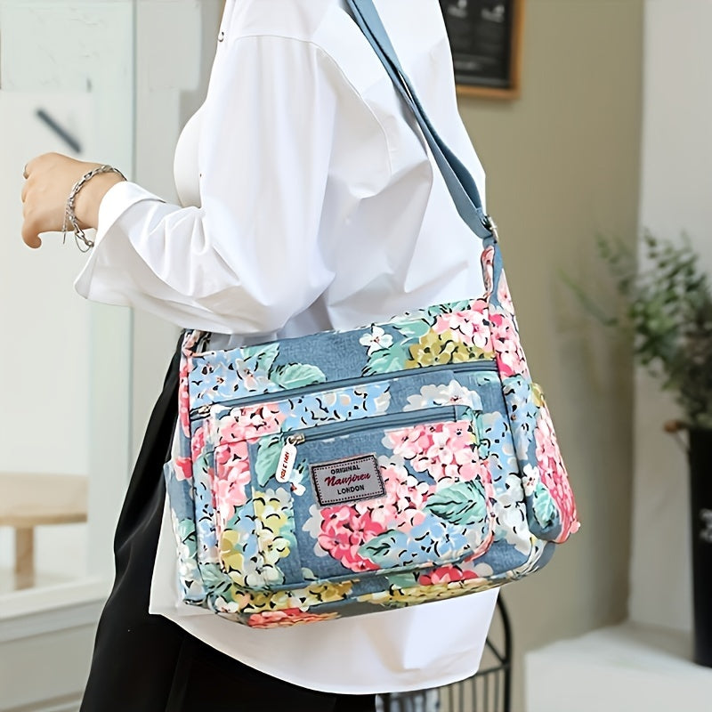 Floral Pattern Crossbody Bag Nylon Shoulder Bag