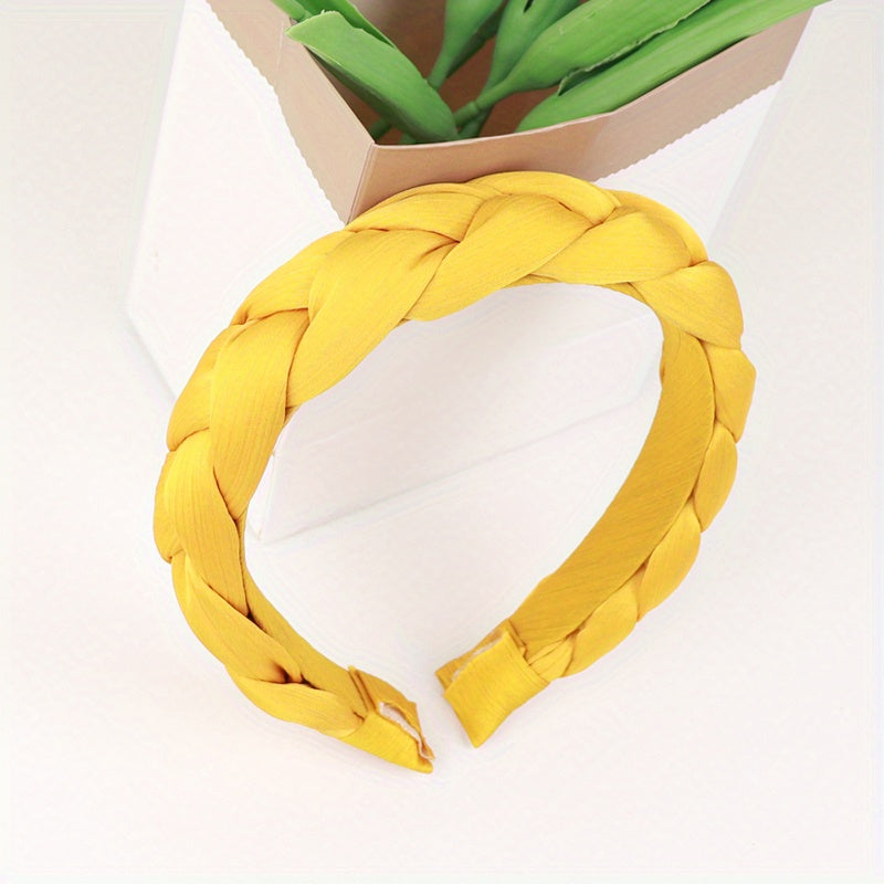 Vintage Fabric Twist Braided Hairband Solid Hair Hoop For Women Girls