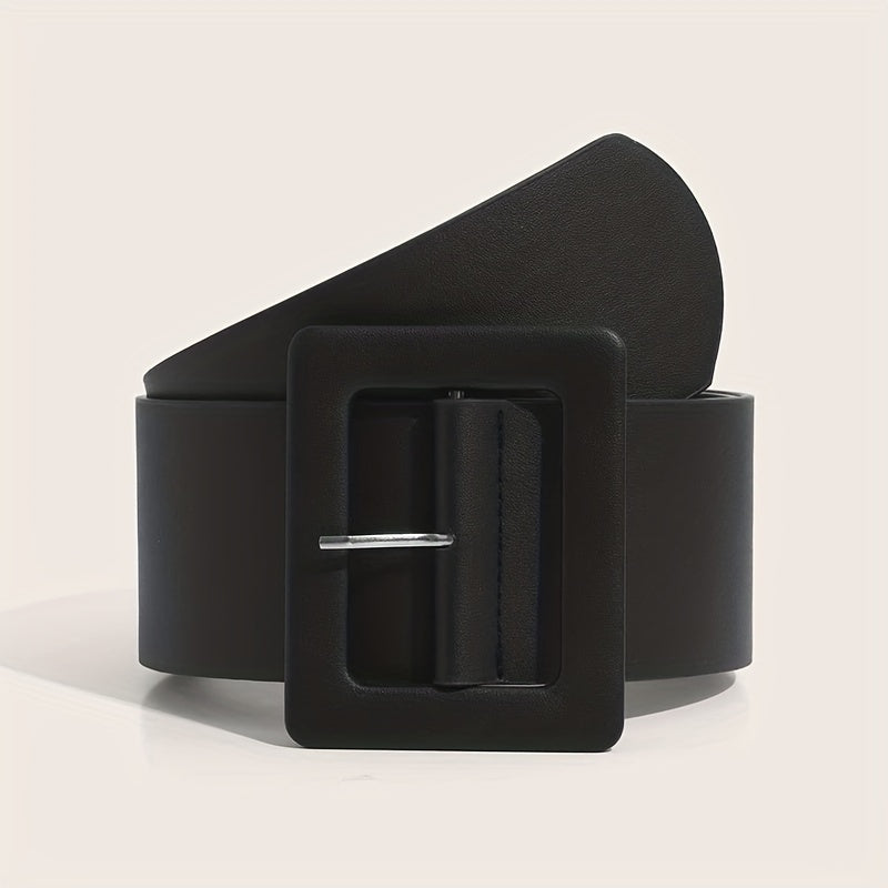 Wide PU Belt Square Buckle Women Coat Belt Dress Girdle