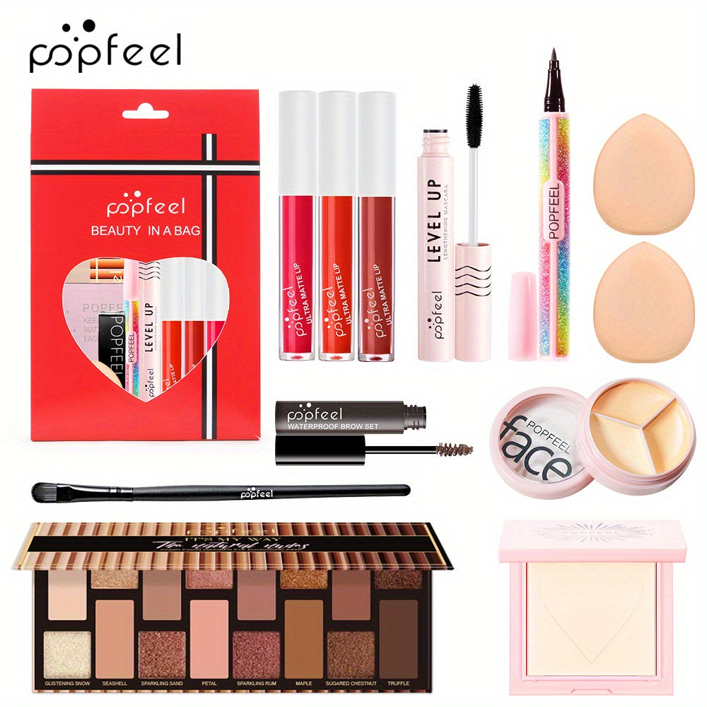 Makeup Gift Set with Brushes Eyeshadow Lipstick Concealer Powder