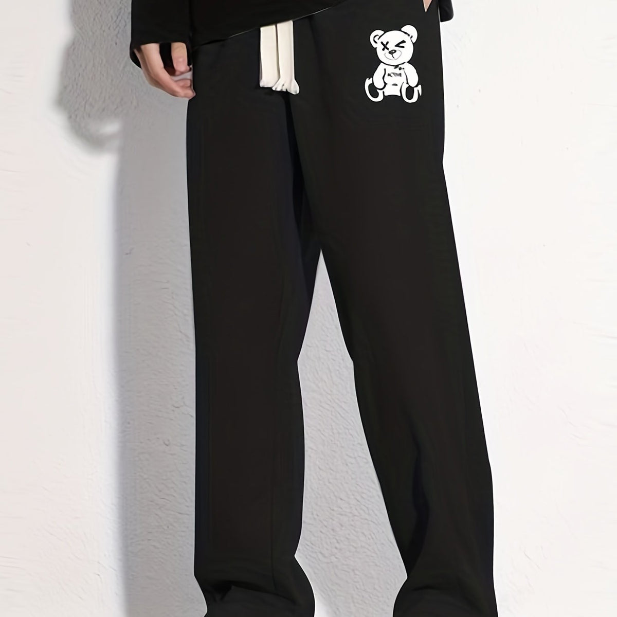 Toy Bear Pattern Joggers Men's Casual Loose Fit Pants Spring Summer
