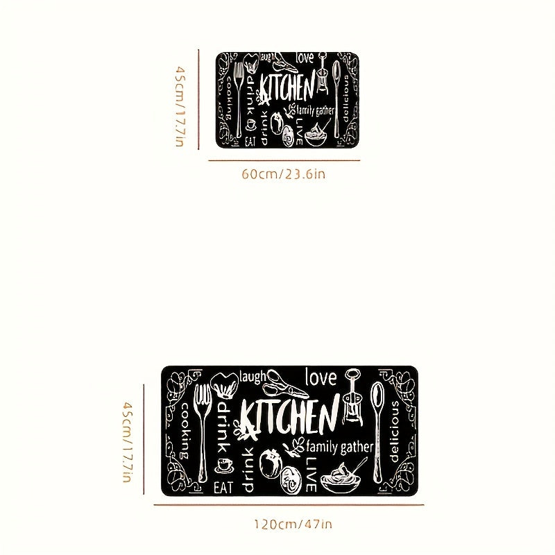 Kitchen Element Mat Kitchen Utensils Pattern Rug Hand Washable