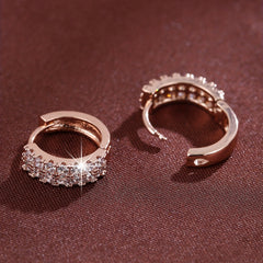 Zircon Decor Hoop Earrings Minimalist Style Copper 18K Plated