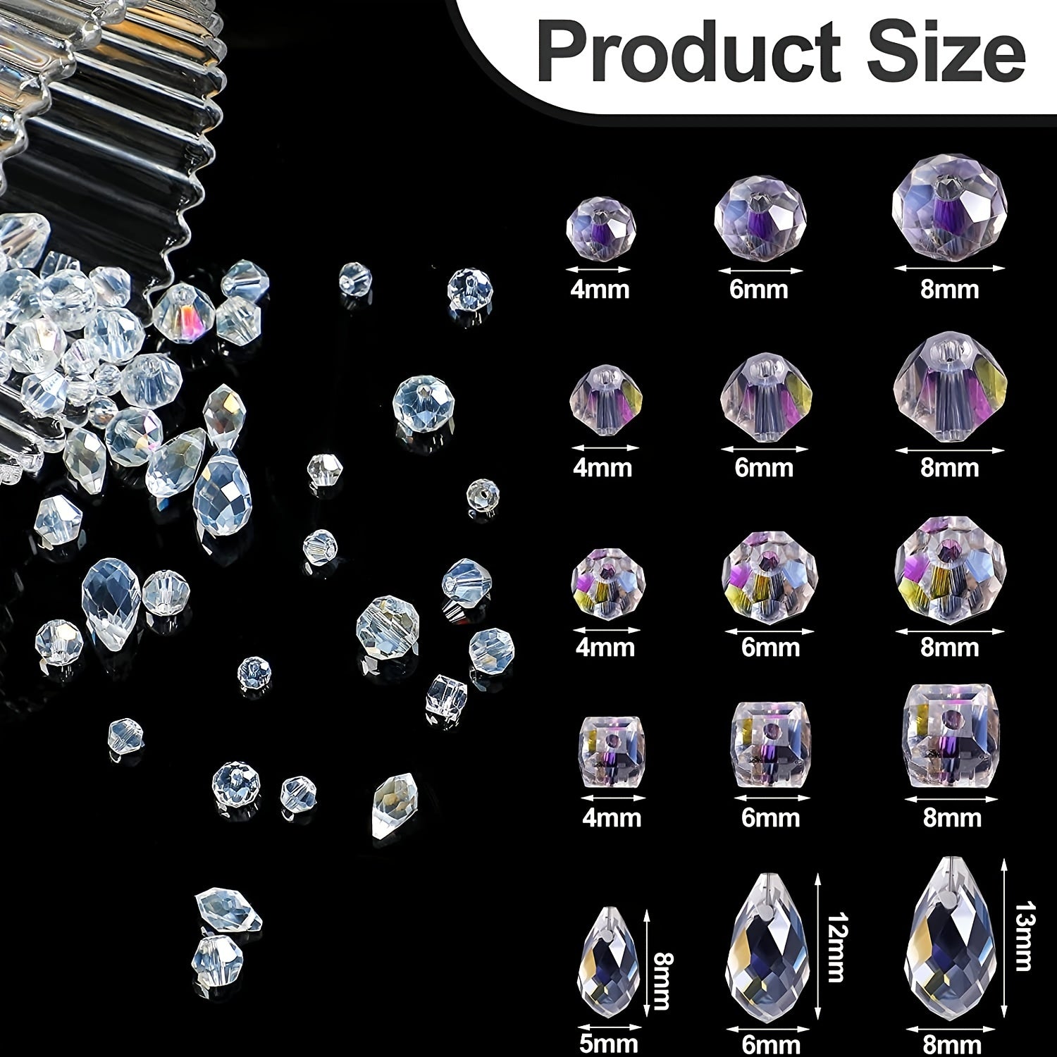 100 Crystal Light AB Rondelle Beads Gems Clear Glass Beads Crafts