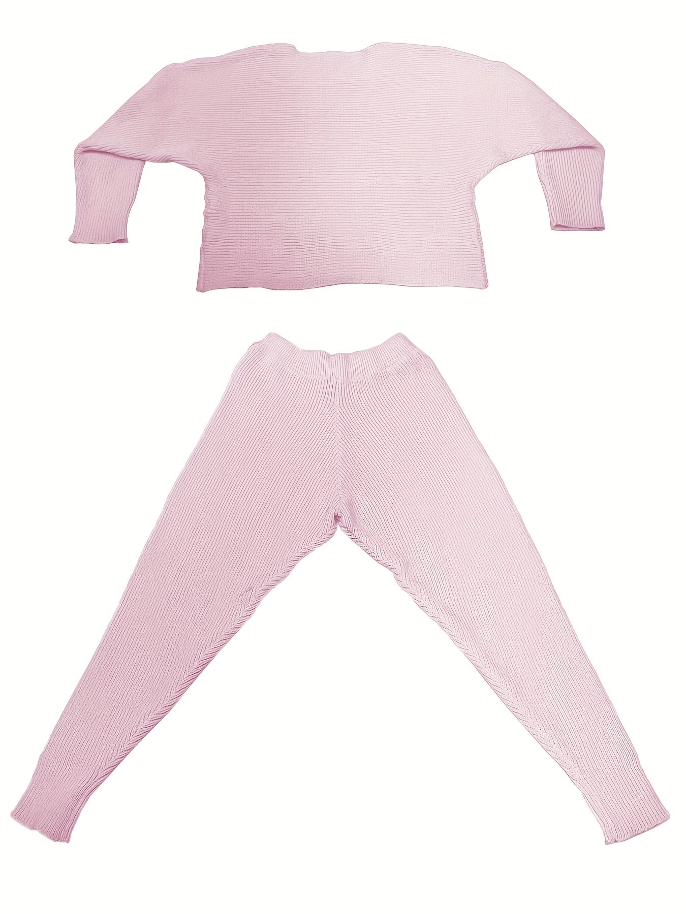  Solid Batwing Sleeve Sweater 2pcs Set