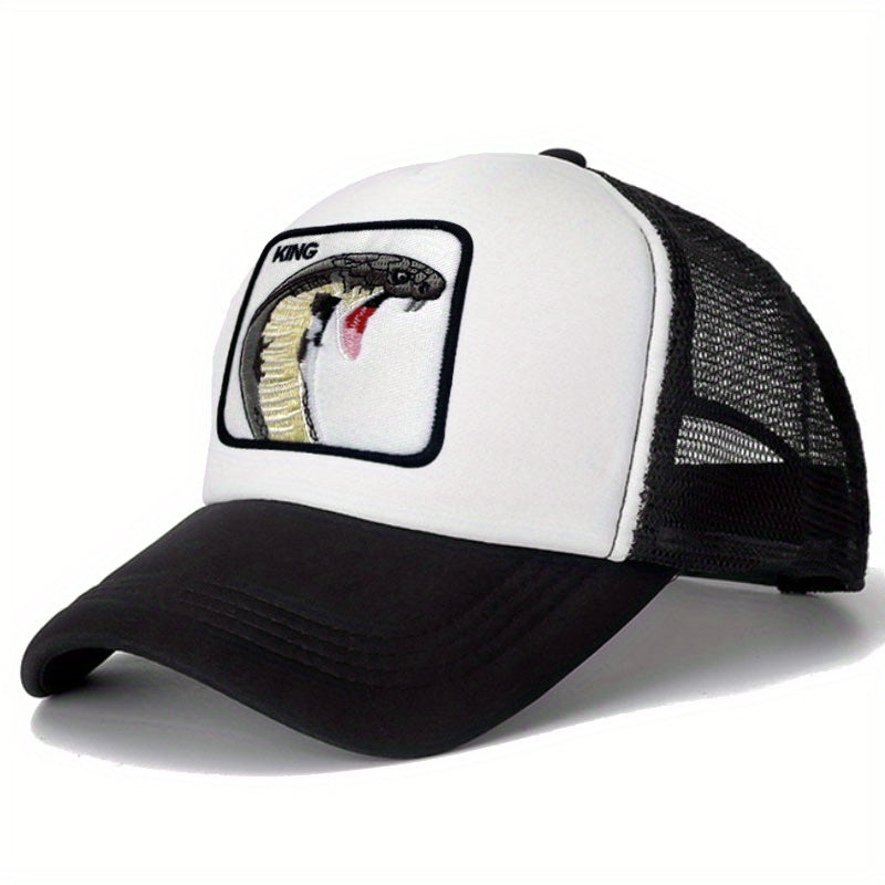 Unisex Sunshade Baseball Cap with Snake Embroidery