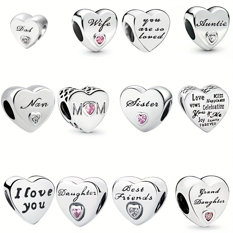 Heart Shape Beads Inlaid Diamond Large Hole Beads for DIY Jewelry