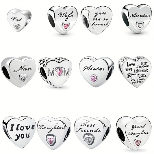 Heart Shape Beads Inlaid Diamond Large Hole Beads for DIY Jewelry